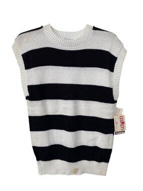 Vintage 80s Sweetree Sweater Medium Striped Crewneck Black White Deadstock NEW